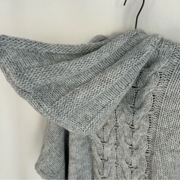 Cocogio ~new~Chunky Lightweight Cable Knit Hoodie Poncho - Picture 5 of 12